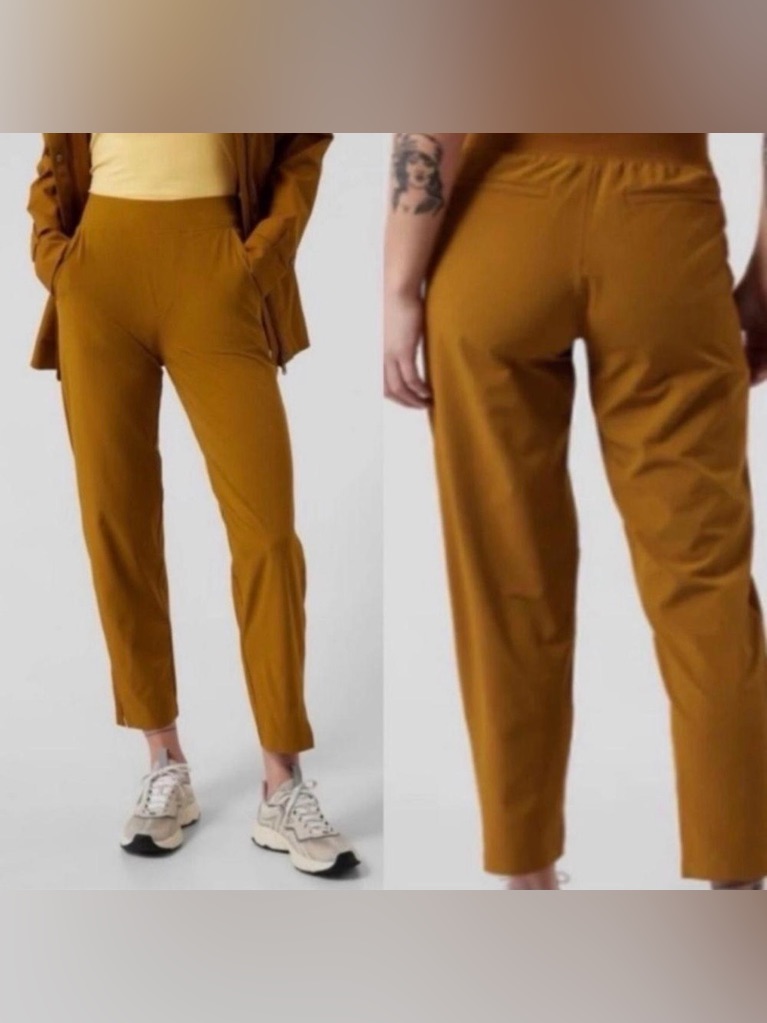 Athleta Women's Brooklyn Ankle Pant Mustard Yellow Size 10 Minimalist Athleisure